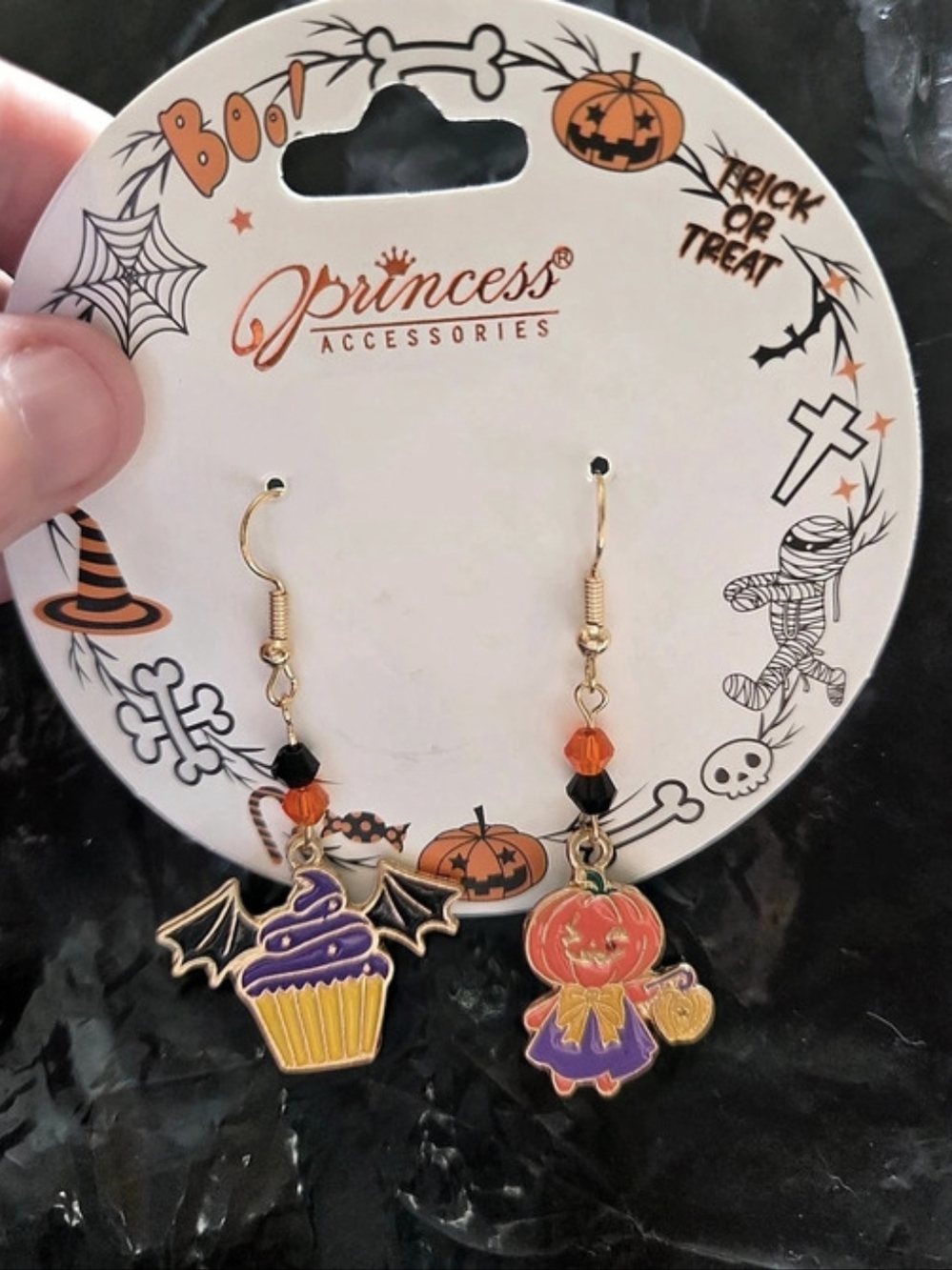 Halloween Seasonal Dangle Earrings Set Orange & Purple